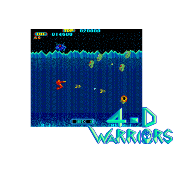 Immagine che porta a spezzone video tratto dal videogioco sparatutto a scorrimento orizzontale "4 - D Warriors"