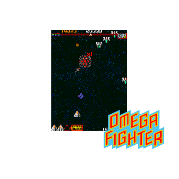 Immagine che porta a spezzone video tratto dal videogioco sparatutto a scorrimento verticale da sala giochi "Omega Fighter"