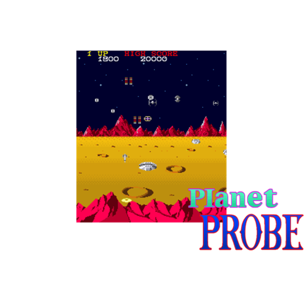 Immagine che porta a spezzone video tratto dal videogioco sparatutto a scorrimento orizzontale da sala giochi "Planet Probe"