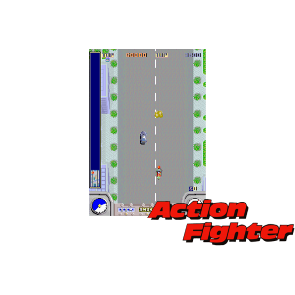 Immagine che porta a spezzone video tratto dal videogioco di moto con elementi sparatutto "Action Fighter"