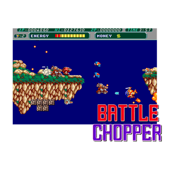 Immagine che porta a spezzone video del videogioco sparatutto a scorrimento orizzontale da sala giochi "Battle Chopper"