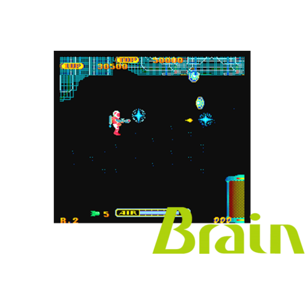 Immagine che porta a spezzone video tratto dal videogioco sparatutto a scorrimento orizzontale da sala giochi "Brain"
