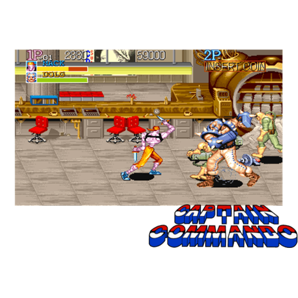 Immagine che porta a spezzone video del videogioco picchiaduro a scorrimento orizzontale da sala giochi "Capitan Commando"