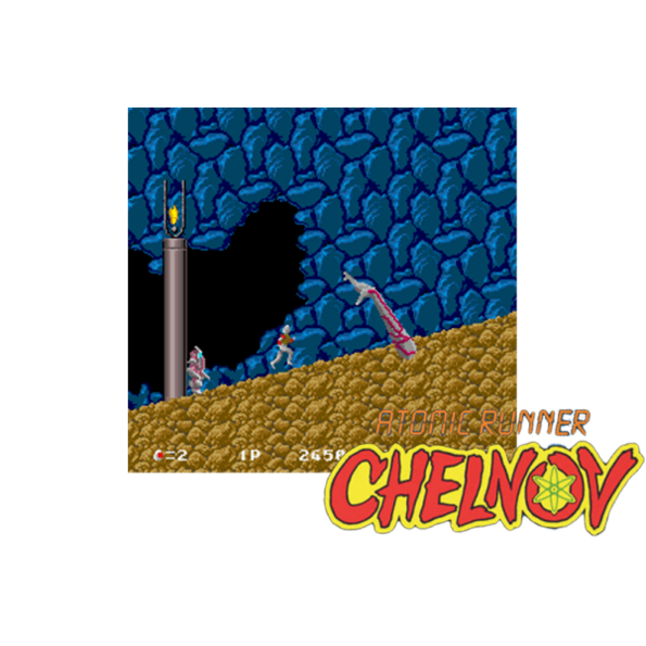 Immagine che porta a spezzone video del videogioco arcade a scorrimento orizzontale da sala giochi "Chelnov"