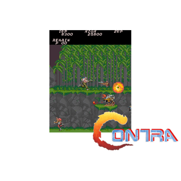 Immagine che porta a spezzone video del videogioco arcade a scorrimento orizzontale da sala giochi "Contra"