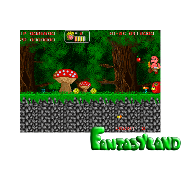 Immagine che porta a spezzone video tratto dal videogioco arcade a scorrimento orizzontale da sala giochi "Fantasyland"