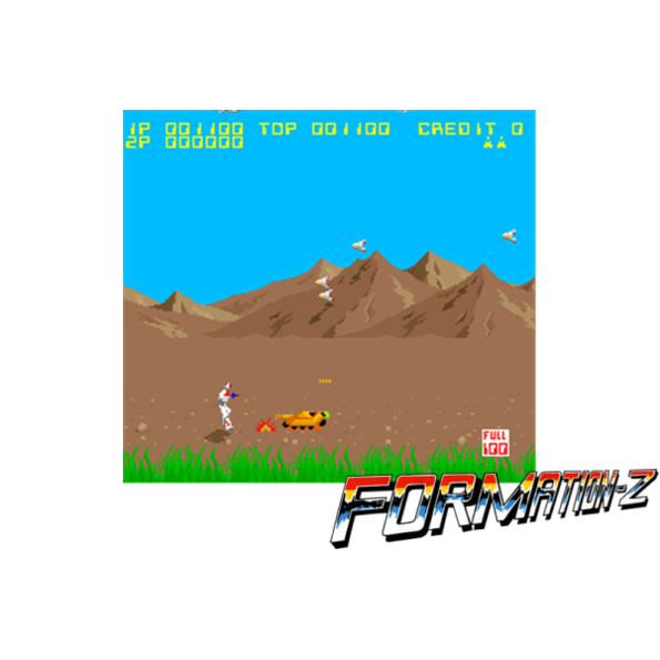 Immagine che porta a spezzone video tratto dal videogioco arcade a scorrimento orizzontale da sala giochi "Formation Z"