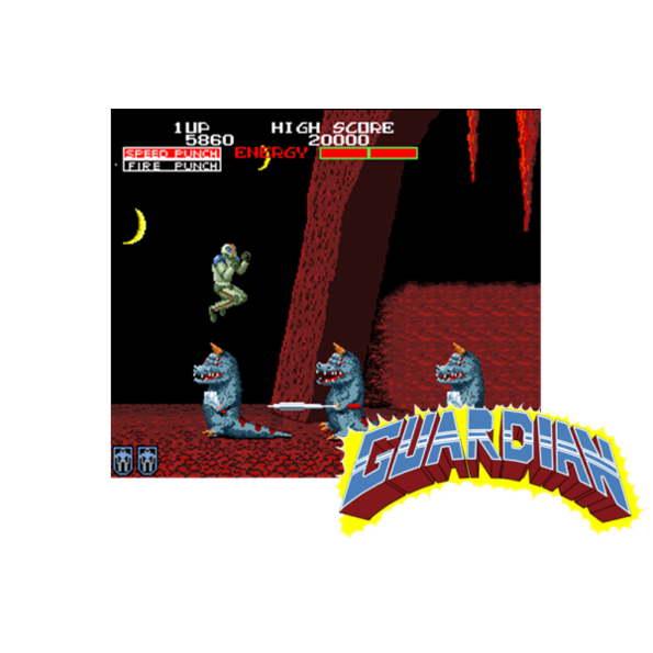 Immagine tratta dal videogioco arcade a scorrimento orizzontale da sala giochi "Guardian"