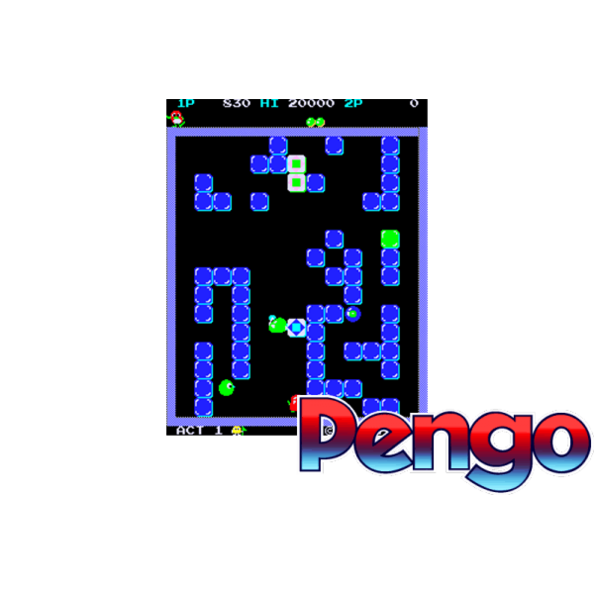 Immagine che porta a spezzone video tratto dal videogioco arcade da sala giochi "Pengo"
